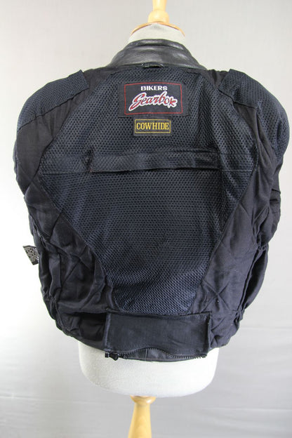 CLASSIC BIKER'S GEARBOX BLACK COWHIDE LEATHER BIKER JACKET: SIZE 10/32-34 INCH