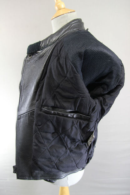 CLASSIC BIKER'S GEARBOX BLACK COWHIDE LEATHER BIKER JACKET: SIZE 10/32-34 INCH
