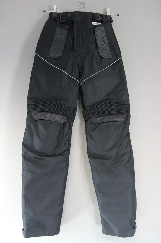 BLACK CORDURA TEXTILE BIKER TROUSERS+PROTECTORS/THERMAL LINING WAIST 28"/LEG 33"