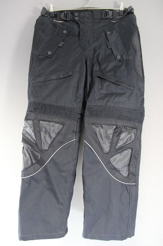 TURIN BLACK TEXTILE BIKER TROUSERS WITH QUILTED THERMAL LINING WAIST 38"/LEG 30"