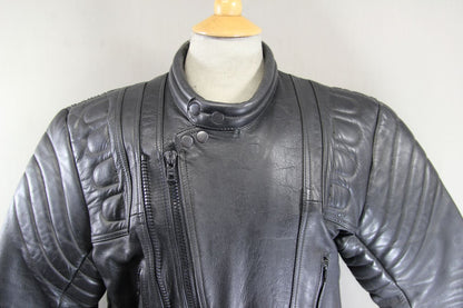 CLASSIC BLACK LEATHER BIKER JACKET 42-44 INCH/LARGE