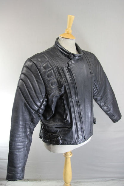 CLASSIC BLACK LEATHER BIKER JACKET 42-44 INCH/LARGE