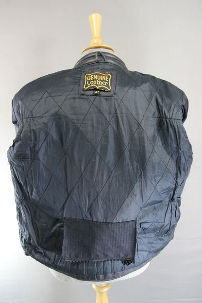 CLASSIC BLACK LEATHER BIKER JACKET 42-44 INCH/LARGE
