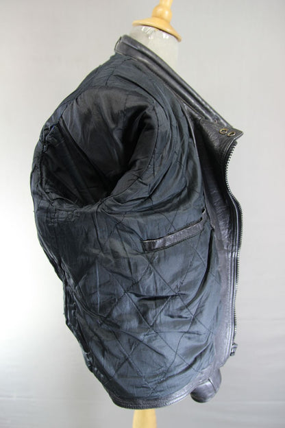CLASSIC BLACK LEATHER BIKER JACKET 42-44 INCH/LARGE