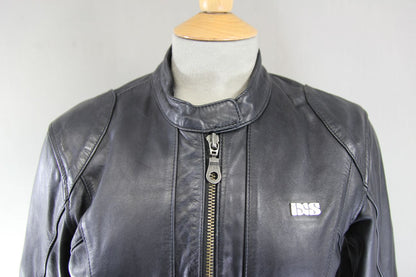 IXS LADY FASHION BLACK LEATHER BIKER JACKET WITH CE ARMOUR 36 INCH/LARGE