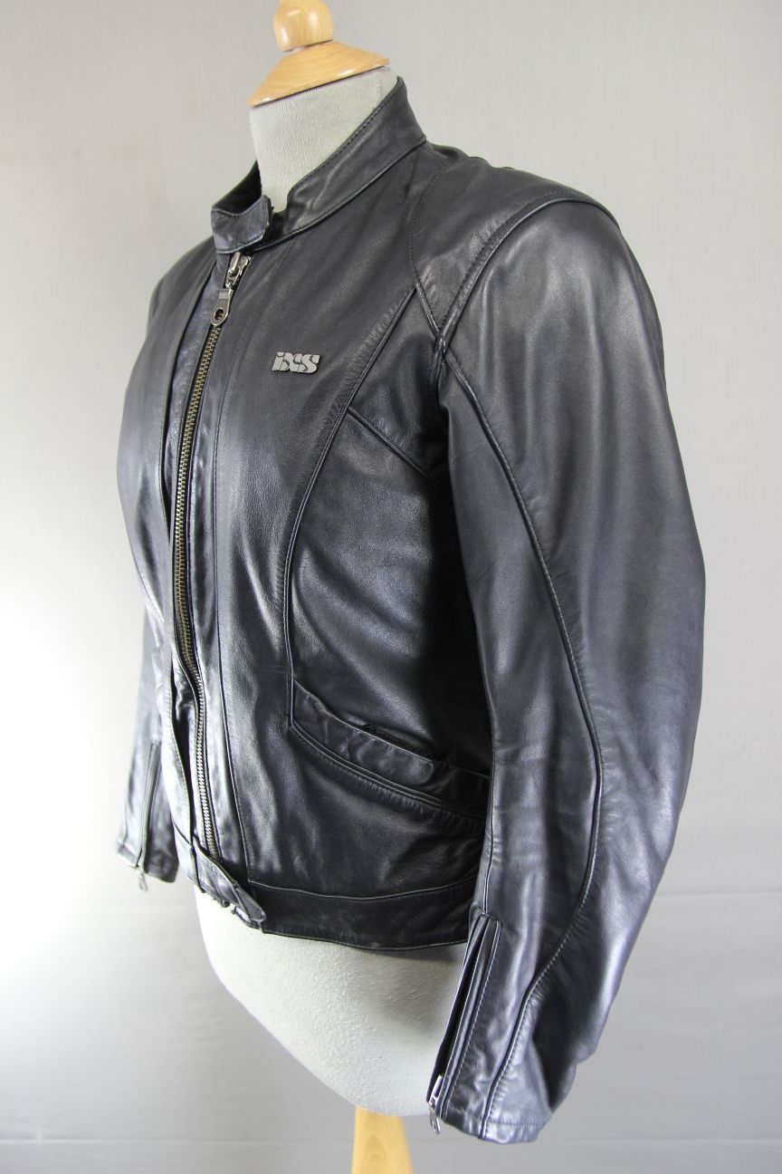 IXS LADY FASHION BLACK LEATHER BIKER JACKET WITH CE ARMOUR 36 INCH/LARGE