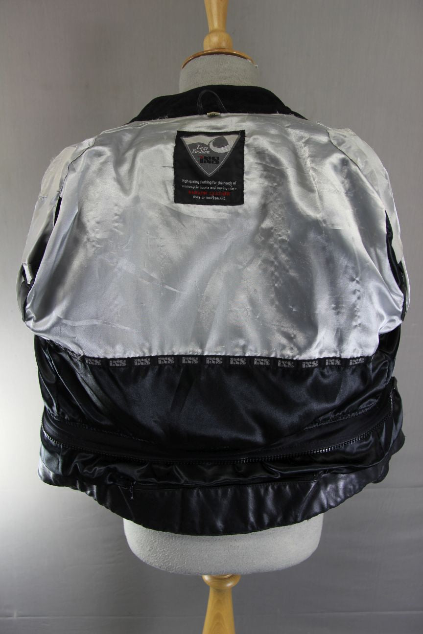 IXS LADY FASHION BLACK LEATHER BIKER JACKET WITH CE ARMOUR 36 INCH/LARGE