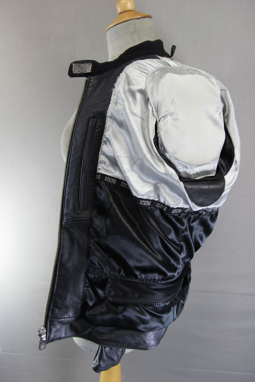 IXS LADY FASHION BLACK LEATHER BIKER JACKET WITH CE ARMOUR 36 INCH/LARGE