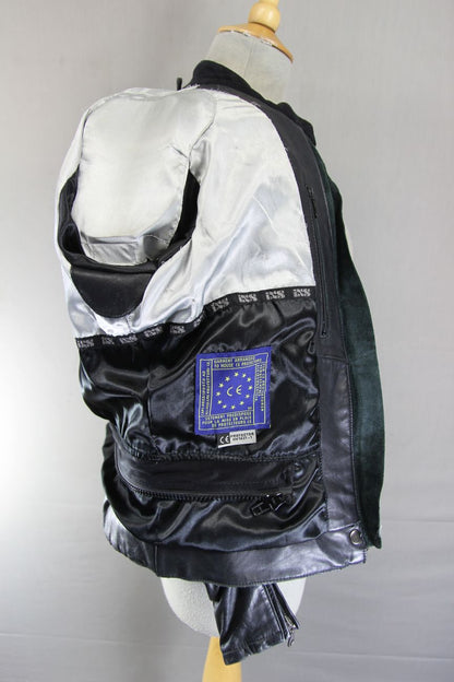 IXS LADY FASHION BLACK LEATHER BIKER JACKET WITH CE ARMOUR 36 INCH/LARGE