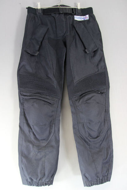 MOTO GB BLACK TEXTILE BIKER TROUSERS WITH CE ARMOUR: WAIST 32"/INSIDE LEG 30"/XS