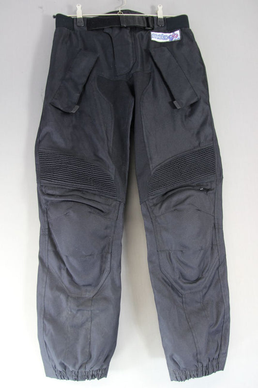 MOTO GB BLACK TEXTILE BIKER TROUSERS WITH CE ARMOUR: WAIST 32"/INSIDE LEG 30"/XS