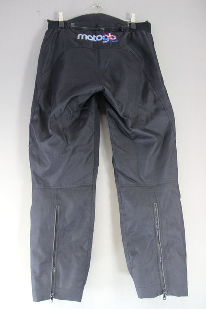 MOTO GB BLACK TEXTILE BIKER TROUSERS WITH CE ARMOUR: WAIST 32"/INSIDE LEG 30"/XS