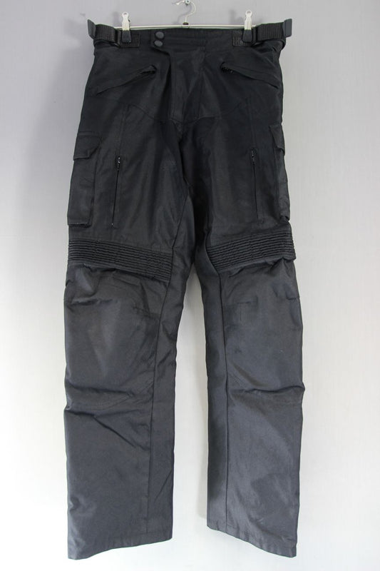 KASLIC BLACK TEXTILE BIKER TROUSERS WITH HIP & KNEE PROTECTORS WAIST 32"/LEG 32"