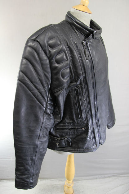 CLASSIC 'CHARLIE' BLACK LEATHER BIKER JACKET 44-46 INCH/EXTRA LARGE
