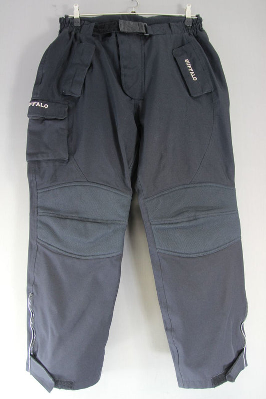 BUFFALO BLACK TEXTILE BIKER TROUSERS: WAIST 32"/INSIDE LEG 29"