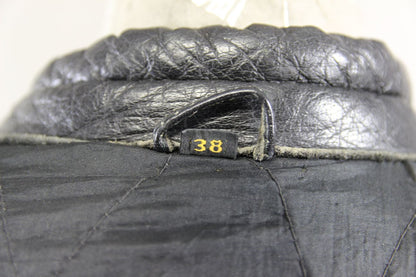 CLASSIC BLACK LEATHER BIKER JACKET 34-36 INCH/EXTRA SMALL - SMALL