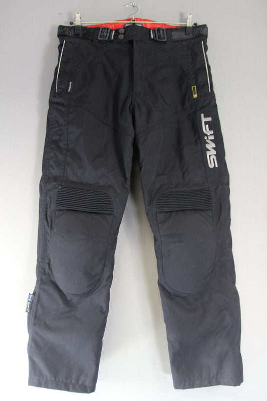 SWIFT BLACK TEXTILE BIKER TROUSERS + CE ARMOUR/THERMAL LINING: WAIST 34"/LEG 31"