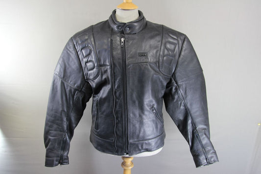 LION BY SDS LEATHERS THINSULATE 3MM LINED CLASSIC BLACK BIKER JACKET 40-42 INCH