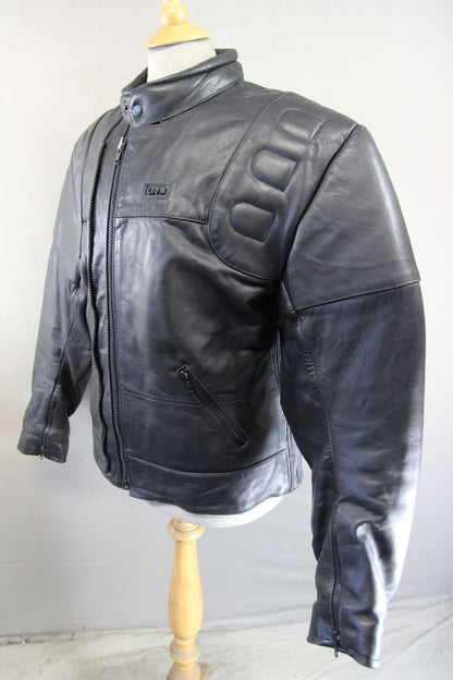 LION BY SDS LEATHERS THINSULATE 3MM LINED CLASSIC BLACK BIKER JACKET 40-42 INCH