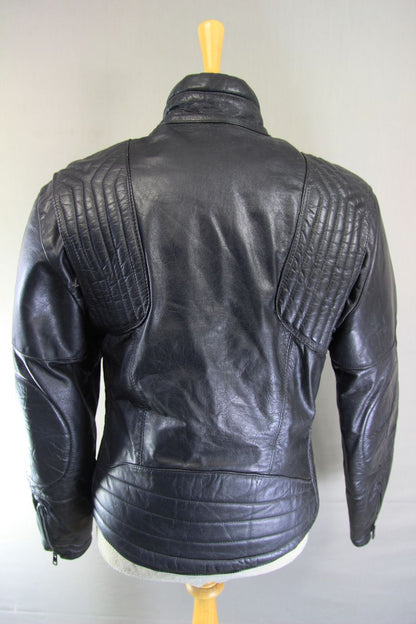 FRANK THOMAS RAWHIDE BLACK STEERHIDE LEATHER BIKER JACKET 38-40 INCH