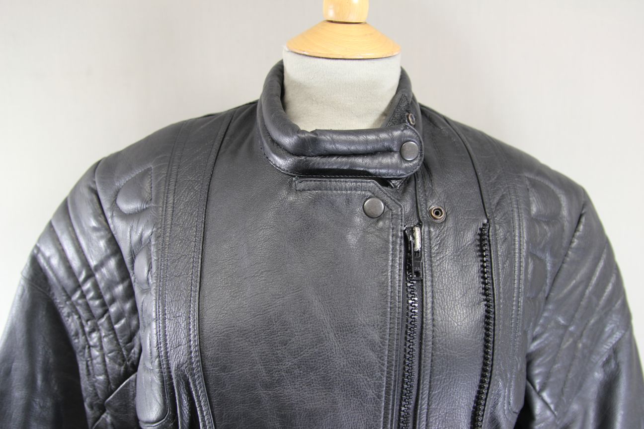 LADIES MDK CLASSIC BLACK LEATHER BIKER JACKET 40-42 INCH CHEST/SIZE 18