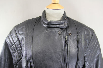 LADIES MDK CLASSIC BLACK LEATHER BIKER JACKET 40-42 INCH CHEST/SIZE 18