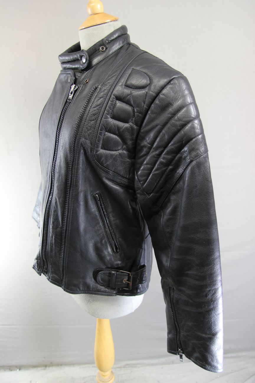 LADIES MDK CLASSIC BLACK LEATHER BIKER JACKET 40-42 INCH CHEST/SIZE 18