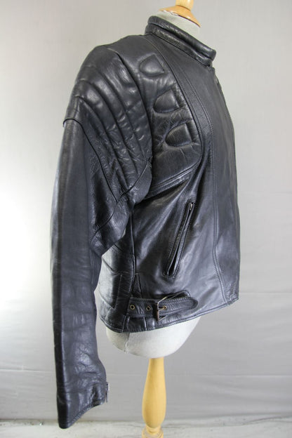 LADIES MDK CLASSIC BLACK LEATHER BIKER JACKET 40-42 INCH CHEST/SIZE 18