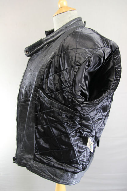 LADIES MDK CLASSIC BLACK LEATHER BIKER JACKET 40-42 INCH CHEST/SIZE 18
