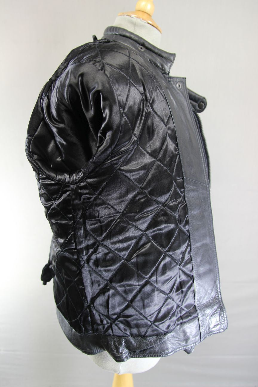 LADIES MDK CLASSIC BLACK LEATHER BIKER JACKET 40-42 INCH CHEST/SIZE 18