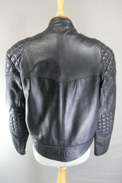 VINTAGE 1970's CLASSIC BLACK LEATHER BIKER JACKET 42 INCH CHEST