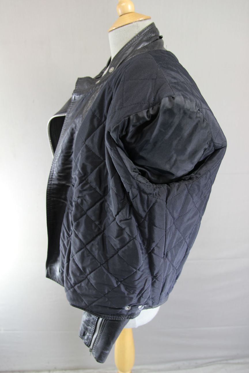 VINTAGE 1970's CLASSIC BLACK LEATHER BIKER JACKET 42 INCH CHEST