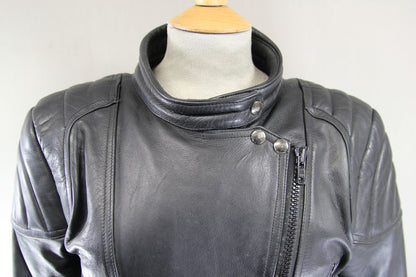 CLASSIC SPORTEX A5 BLACK LEATHER BIKER JACKET 38 INCH CHEST