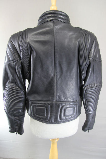 CLASSIC SPORTEX A5 BLACK LEATHER BIKER JACKET 38 INCH CHEST