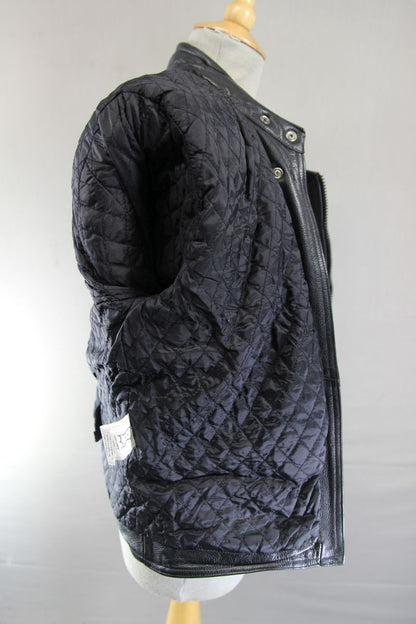 EURO STYLE CLASSIC BLACK LEATHER BIKER JACKET: SIZE 14
