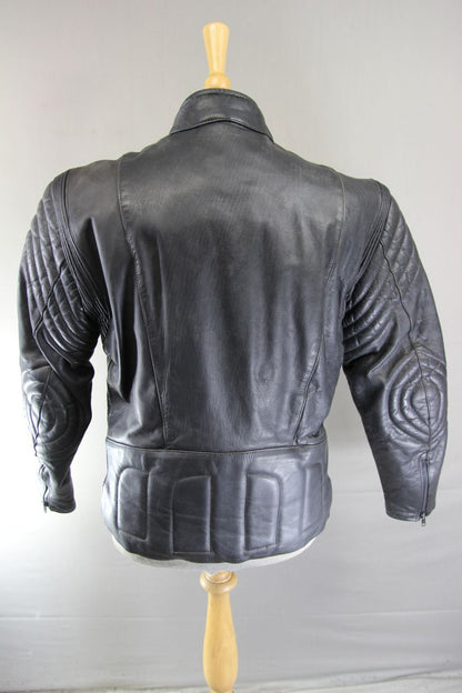 AKITO CLASSIC BLACK LEATHER BIKER JACKET 38 INCH CHEST