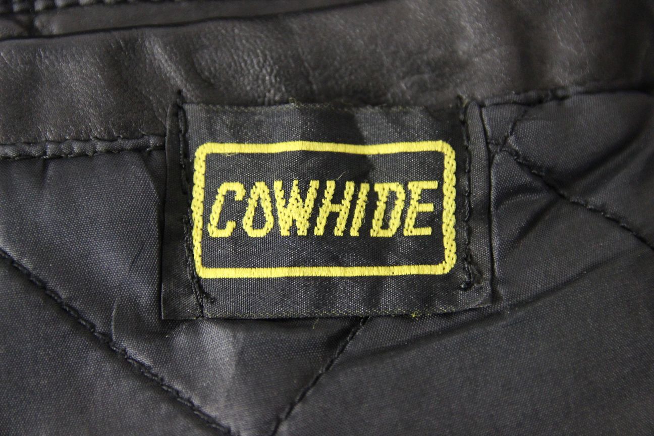 CLASSIC BLACK COWHIDE LEATHER BIKER JACKET 42-44 INCH CHEST