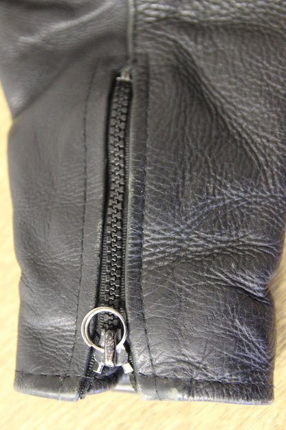 STARZ CLASSIC BLACK LEATHER BIKER JACKET 34-36 INCH CHEST/SMALL