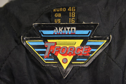 CLASSIC AKITO T-FORCE BLACK LEATHER BIKER JACKET: SIZE 18/40 INCH CHEST