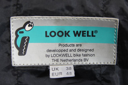 LOOKWELL BLACK & BLUE LEATHER BIKER JACKET WITH CE ARMOUR/THERMAL LINING 36-38IN