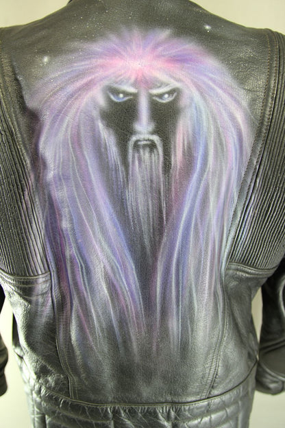 CUSTOMISED LION BY SPOTLITE LEATHERS CLASSIC BLACK BIKER JACKET 38-40 INCH CHEST