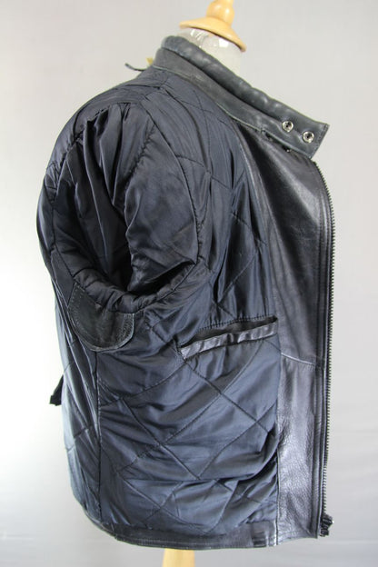 CLASSIC BLACK LEATHER BIKER JACKET 38-40 INCH CHEST