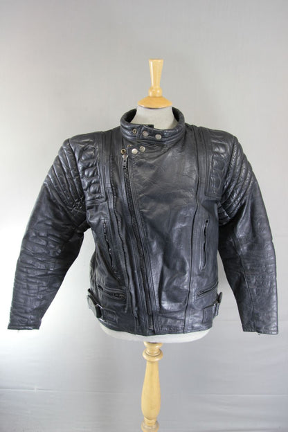DYNAMIC LEATHERS CLASSIC BLACK BIKER JACKET 42-44 INCH CHEST