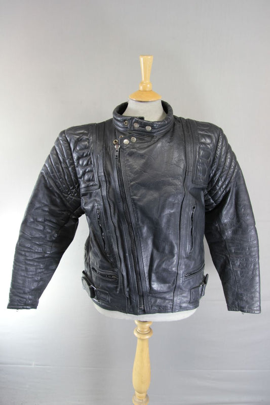 DYNAMIC LEATHERS CLASSIC BLACK BIKER JACKET 42-44 INCH CHEST