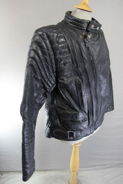 DYNAMIC LEATHERS CLASSIC BLACK BIKER JACKET 42-44 INCH CHEST