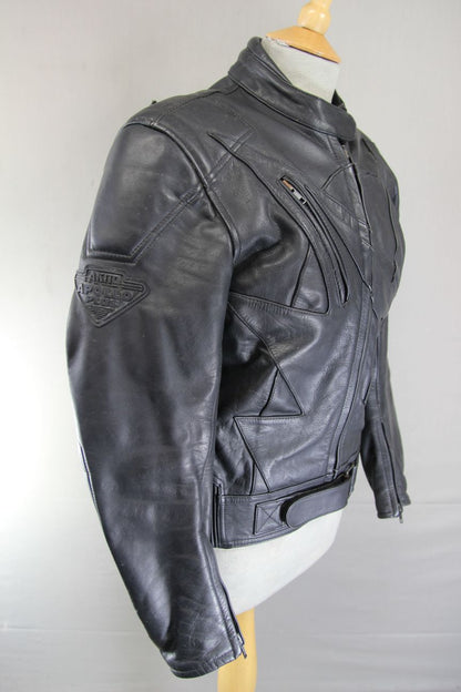 AKITO APOLLO PLUS BLACK LEATHER BIKER JACKET WITH BACK & ELBOW PROTECTORS 36 IN