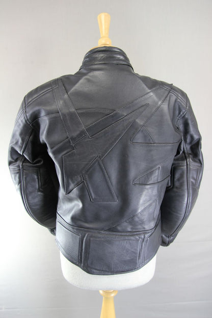 AKITO APOLLO PLUS BLACK LEATHER BIKER JACKET WITH BACK & ELBOW PROTECTORS 36 IN