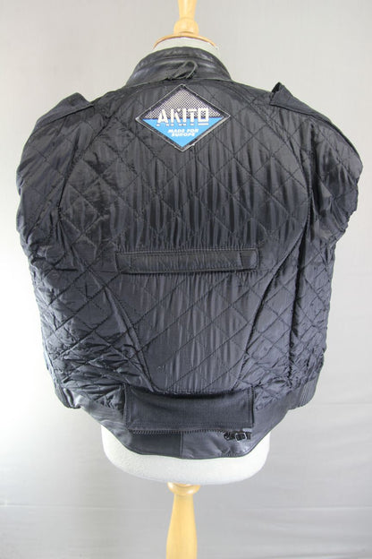 AKITO APOLLO PLUS BLACK LEATHER BIKER JACKET WITH BACK & ELBOW PROTECTORS 36 IN