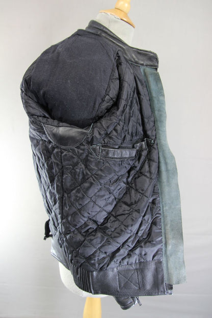 AKITO APOLLO PLUS BLACK LEATHER BIKER JACKET WITH BACK & ELBOW PROTECTORS 36 IN