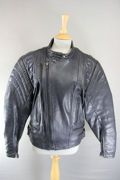 RICHA CLASSIC BLACK LEATHER BIKER JACKET 38-40 INCH CHEST/MEDIUM